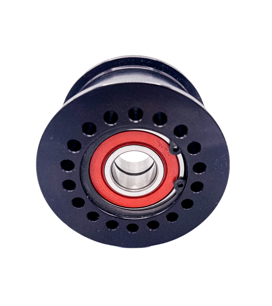 Billet 63mm 10 Rib Double Bearing-Double Flange Smooth Pulley - Black