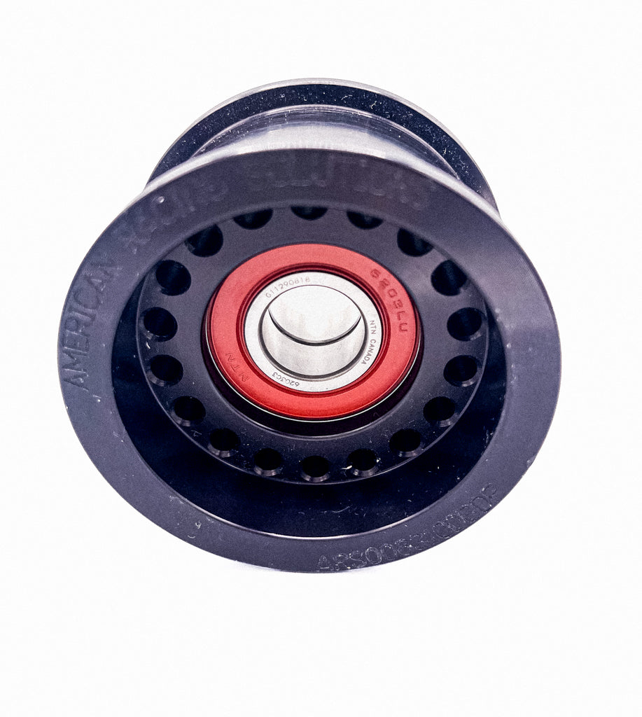 Billet 63mm 10 Rib Double Bearing-Double Flange Smooth Pulley - Black
