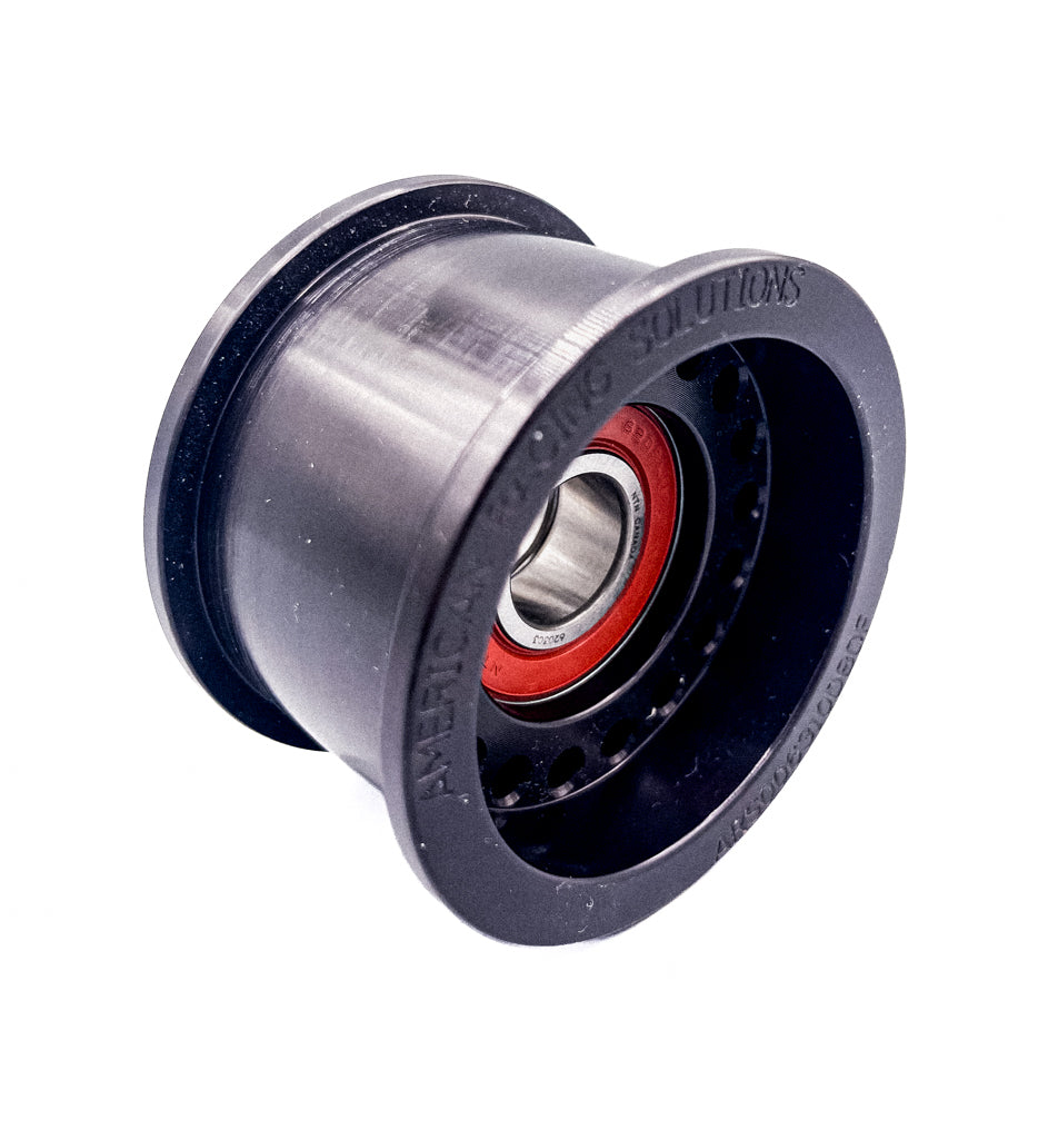 Billet 63mm 10 Rib Double Bearing-Double Flange Smooth Pulley - Black