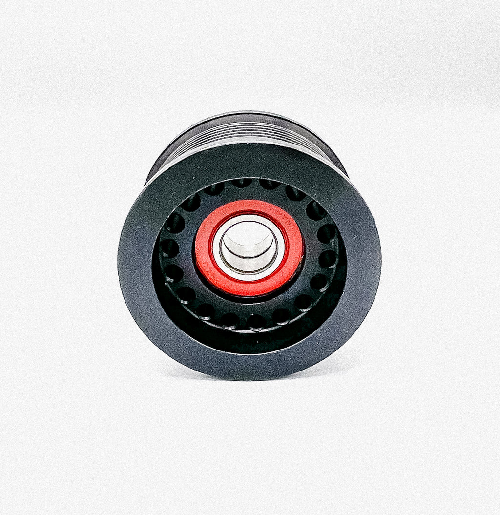 Billet 70mm 10 Rib Grooved Double Bearing Pulley - Black