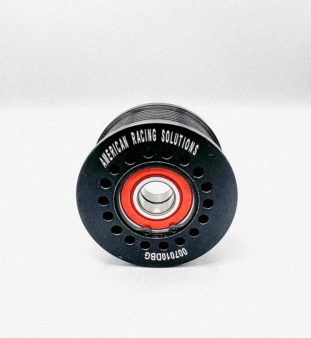 Billet 70mm 10 Rib Grooved Double Bearing Pulley - Black