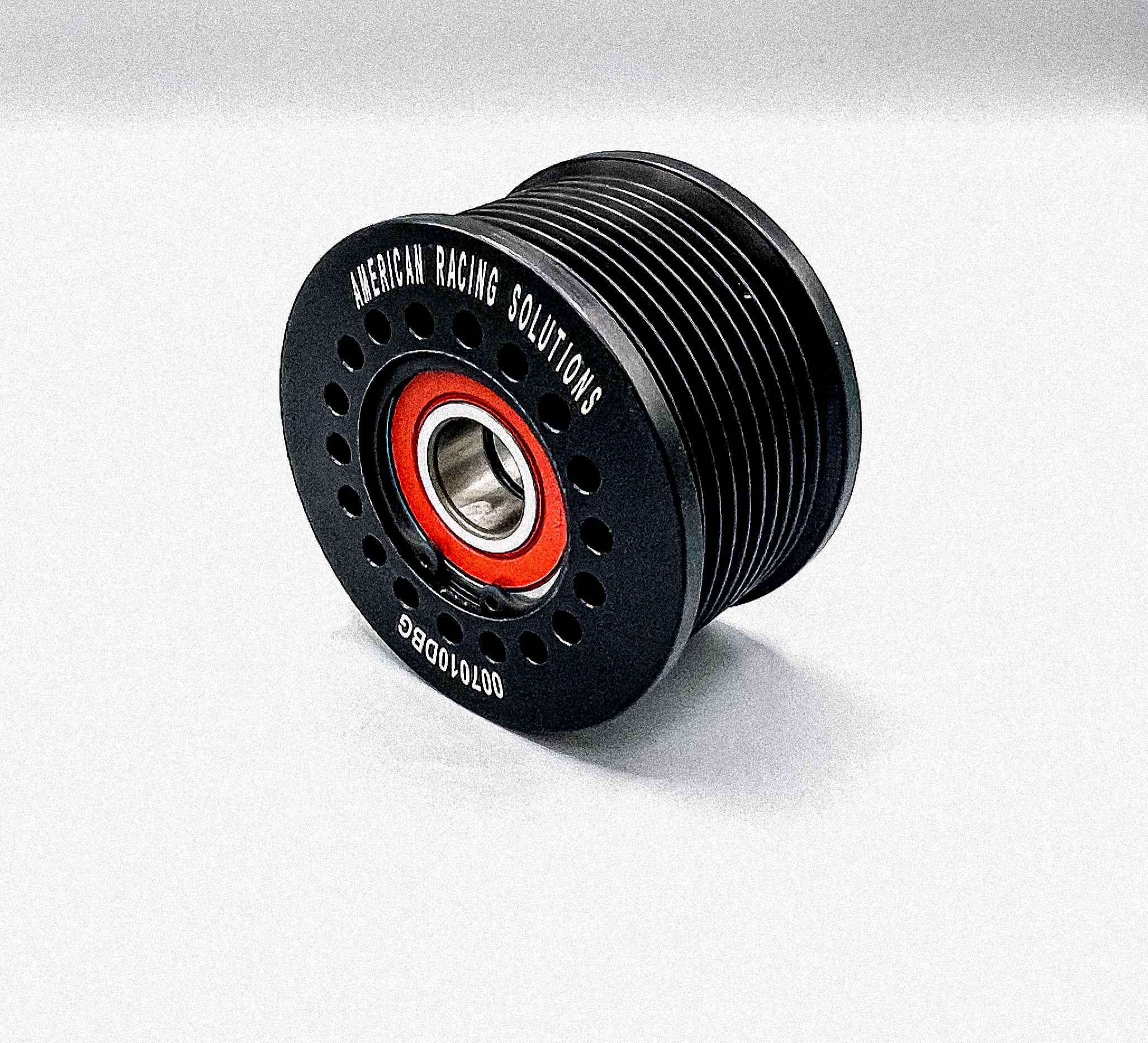 Billet 70mm 10 Rib Grooved Double Bearing Pulley - Black