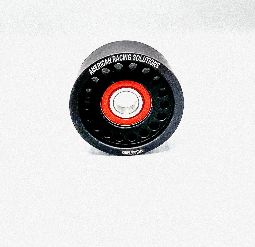 Billet 76mm 10 Rib Double Bearing Smooth Pulley - Black