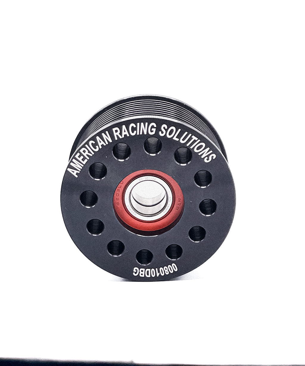 Billet 80mm 10 Rib Double Bearing Grooved Pulley - Black