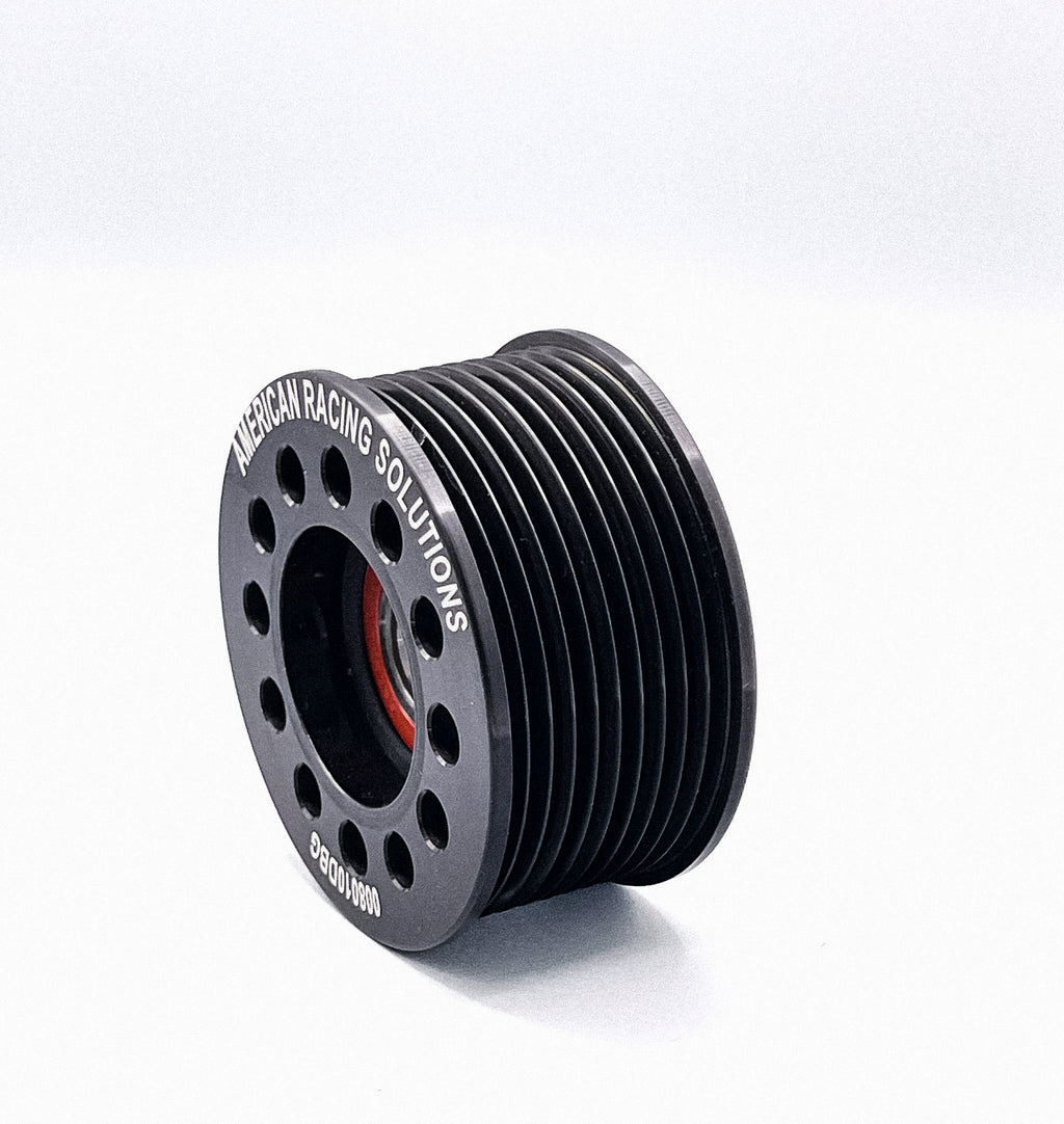 Billet 80mm 10 Rib Double Bearing Grooved Pulley - Black