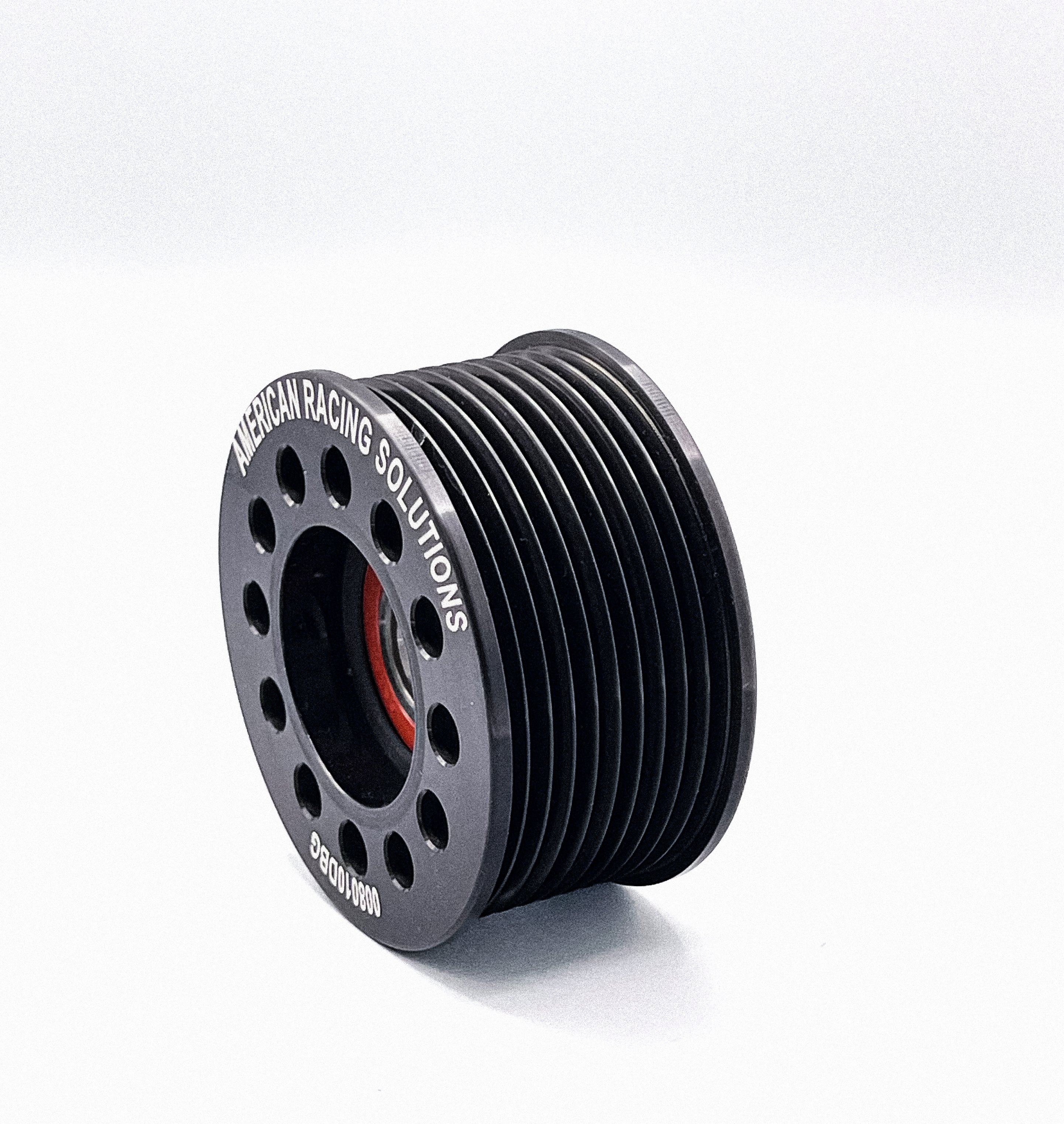 Billet 80mm 10 Rib Double Bearing Grooved Pulley - Black