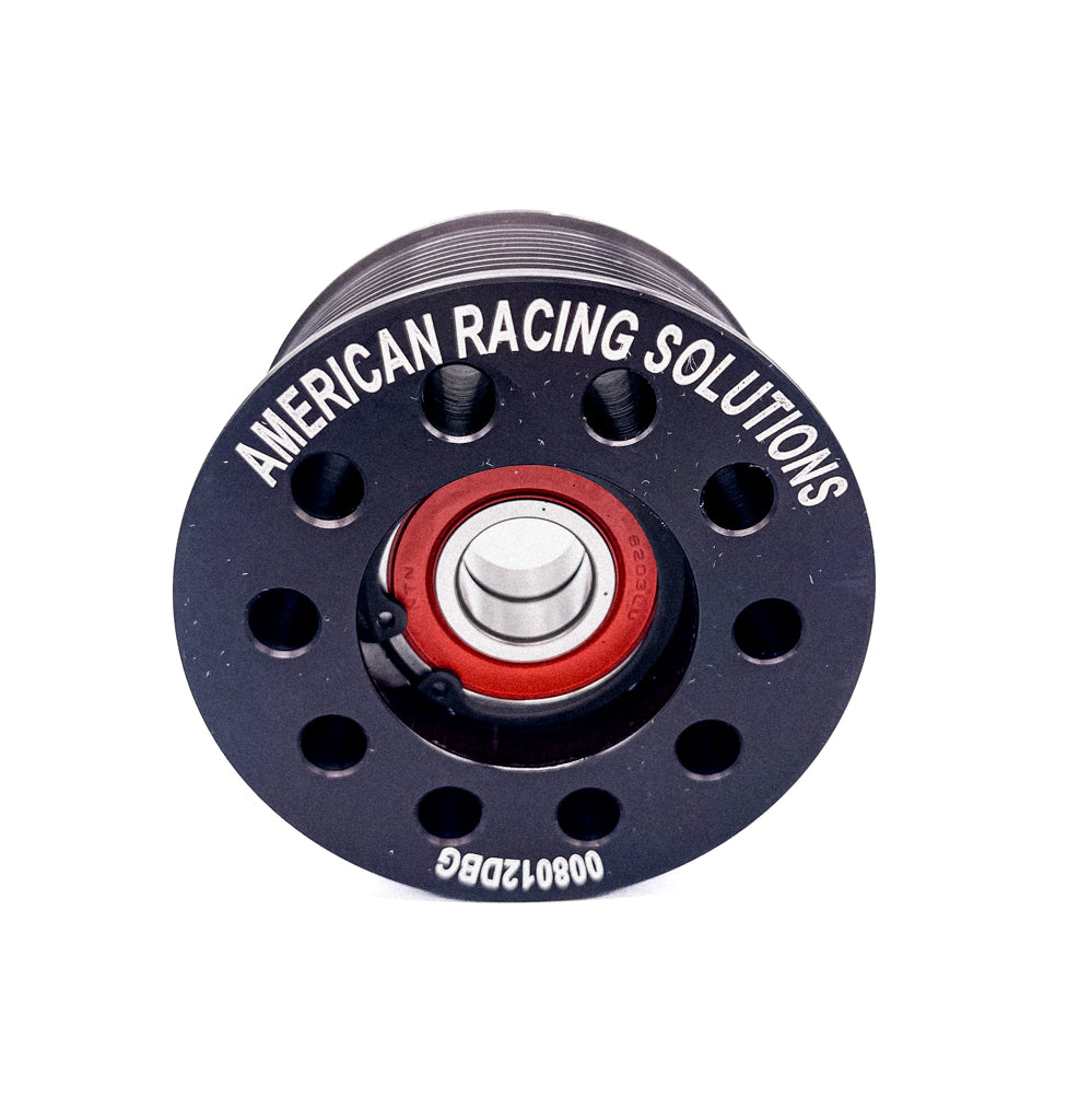 Billet 80mm 12 Rib Grooved Double Bearing Pulley - Black