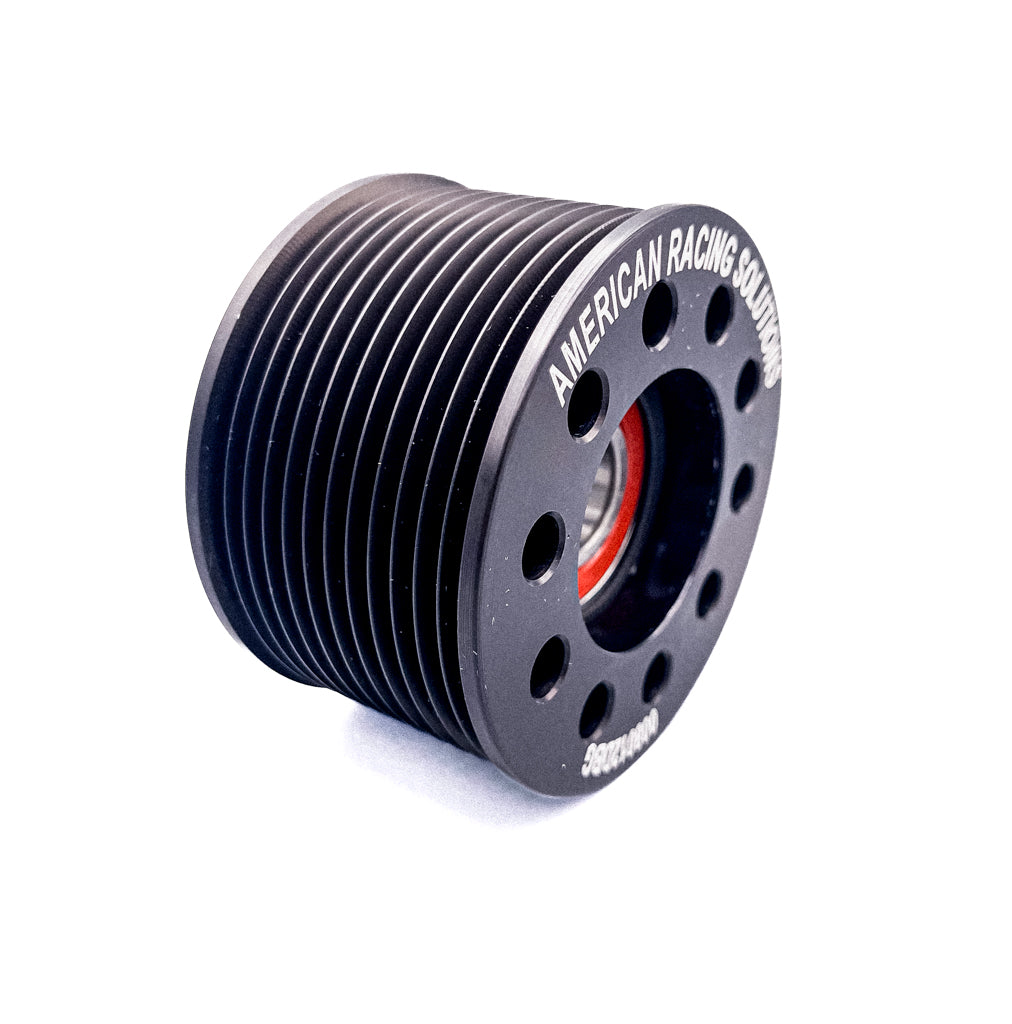 Billet 80mm 12 Rib Grooved Double Bearing Pulley - Black