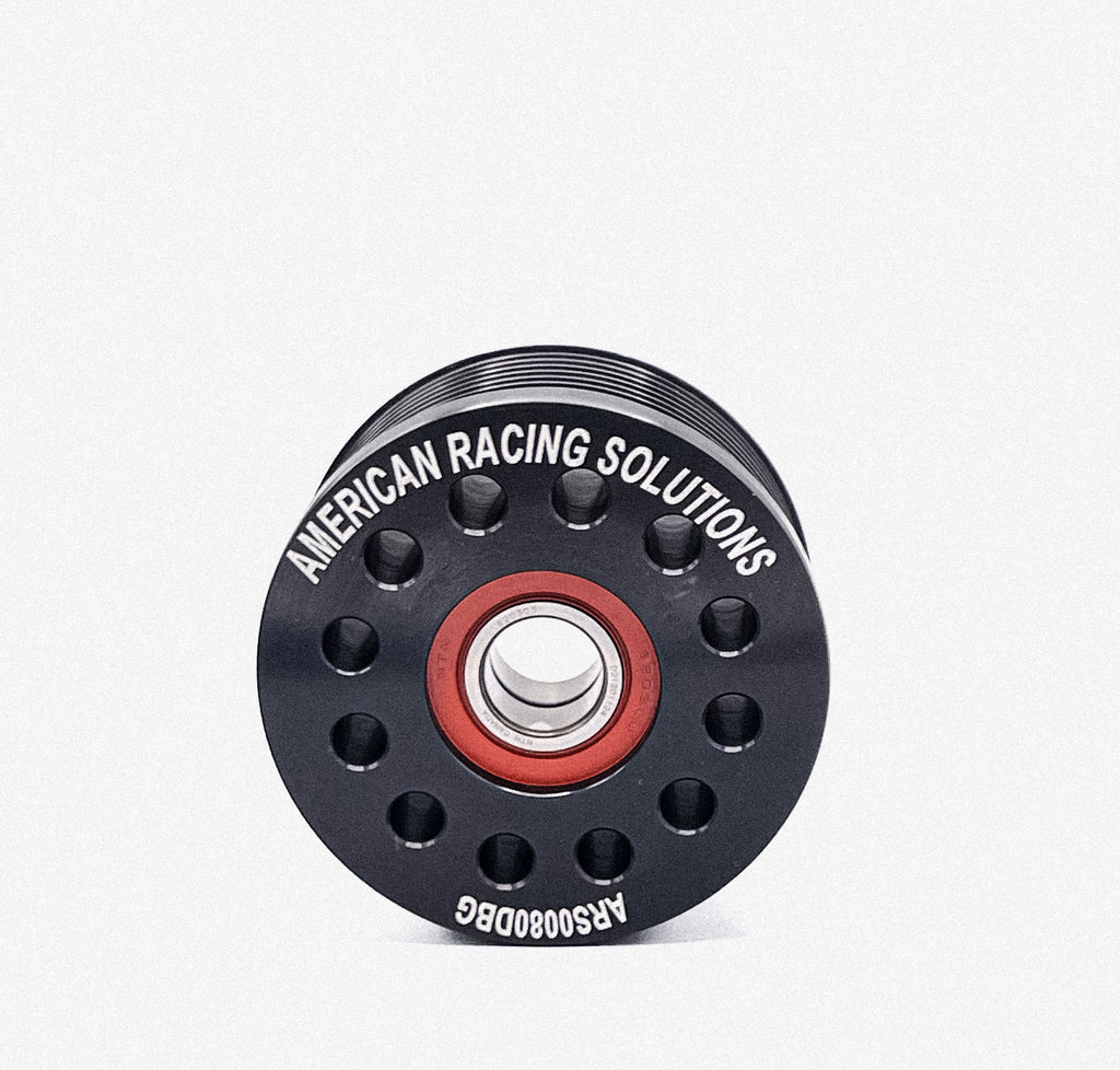 Billet 80mm 8 Rib Double Bearing Grooved Pulley - Black