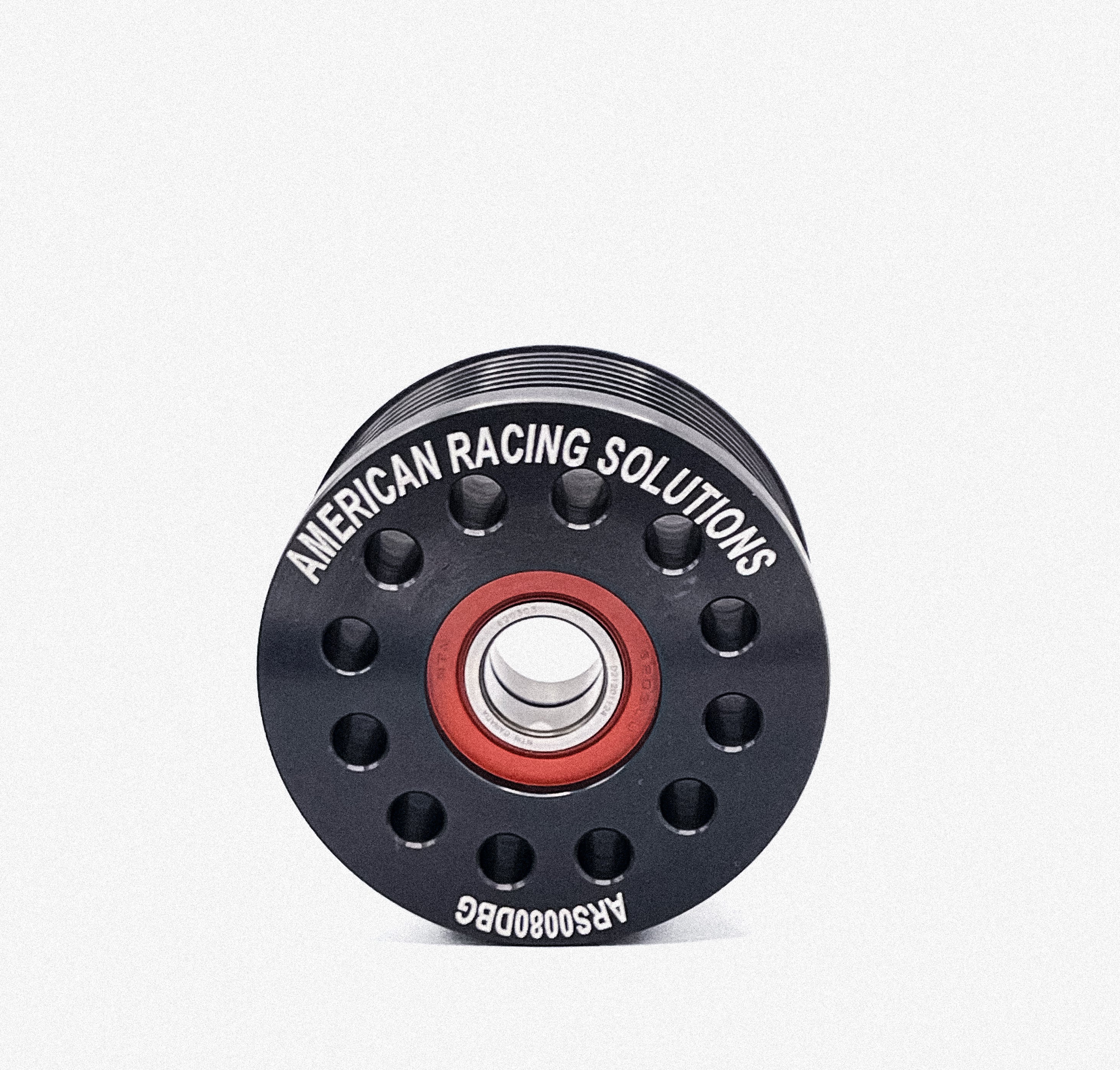 Billet 80mm 8 Rib Double Bearing Grooved Pulley - Black