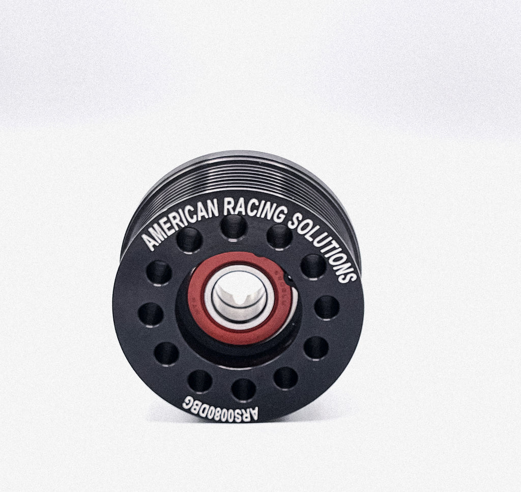Billet 80mm 8 Rib Double Bearing Grooved Pulley - Black