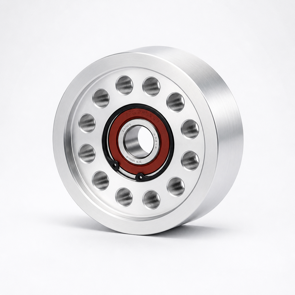 Billet 90mm 12 Rib Double Bearing Smooth Pulley - Clear