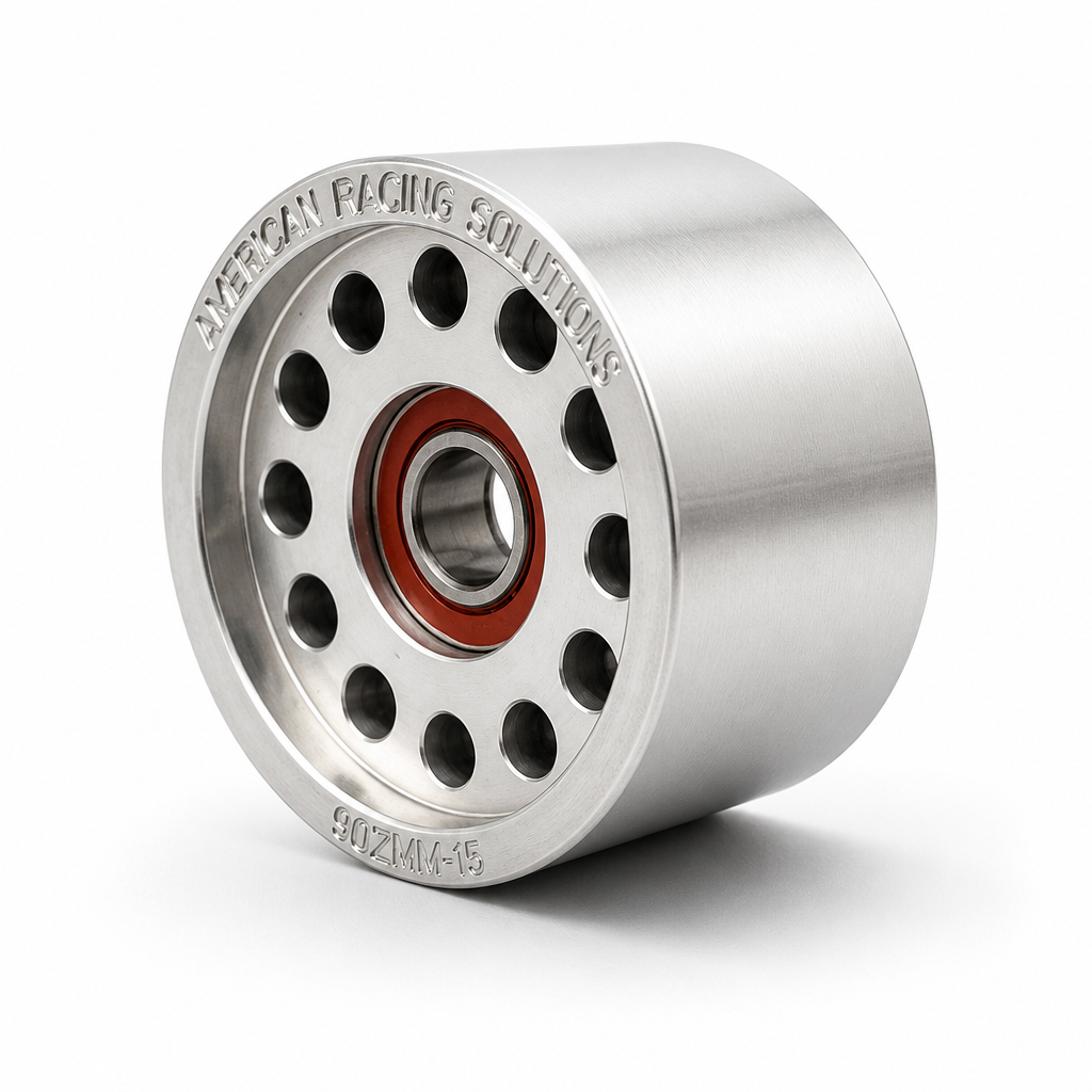 Billet 90mm 12 Rib Double Bearing Smooth Pulley - Clear
