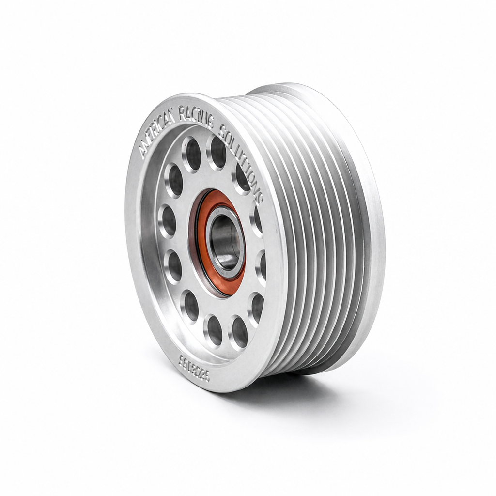 Billet 90mm 8 Rib Double Bearing Grooved Pulley - Clear