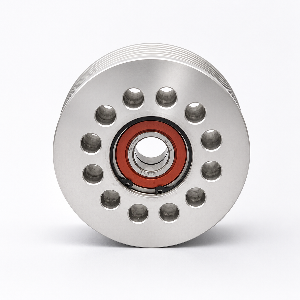 Billet 90mm 8 Rib Double Bearing Grooved Pulley - Clear